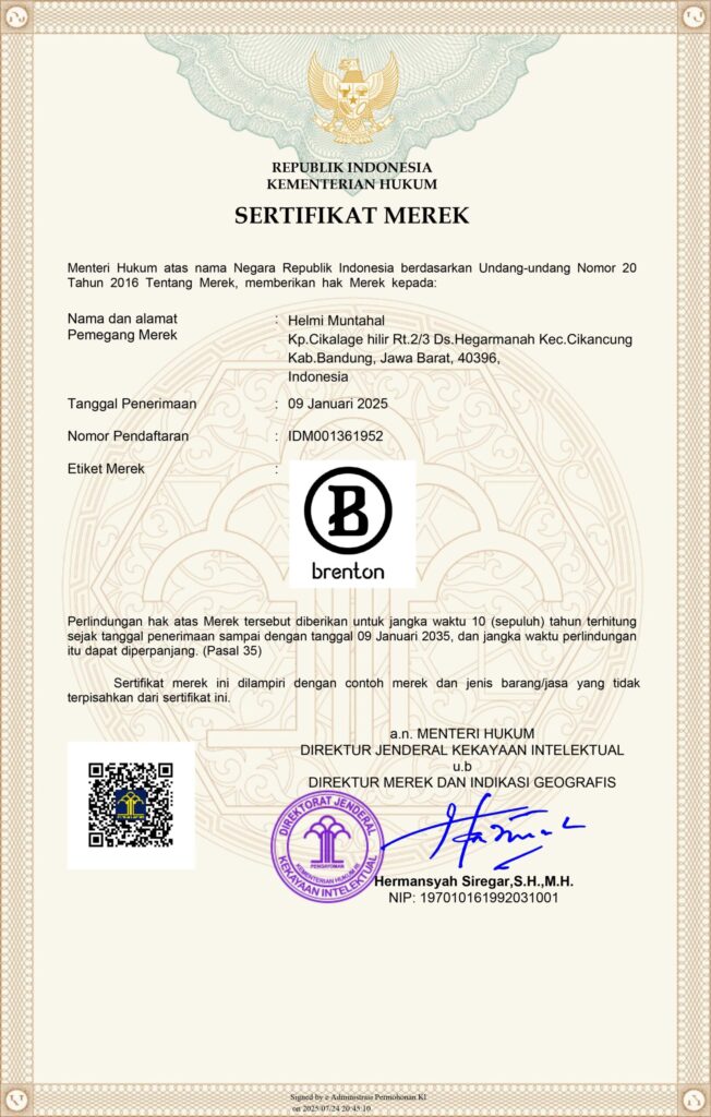 Sertifikat 1 merk pabrik sepatu bandung